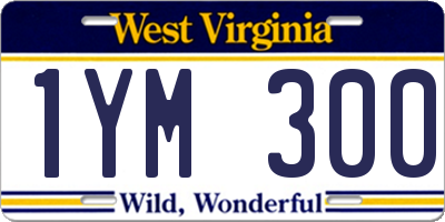 WV license plate 1YM300