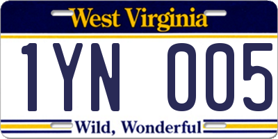WV license plate 1YN005