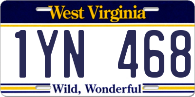 WV license plate 1YN468