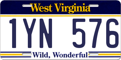 WV license plate 1YN576