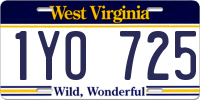 WV license plate 1YO725