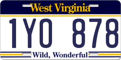 WV license plate 1YO878