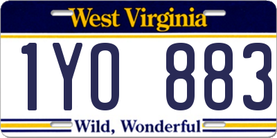 WV license plate 1YO883