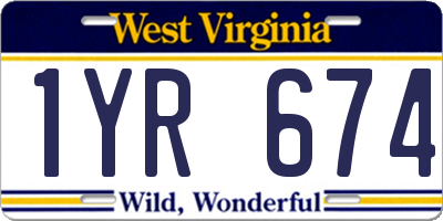 WV license plate 1YR674