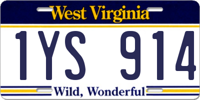 WV license plate 1YS914