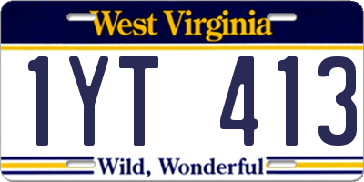 WV license plate 1YT413