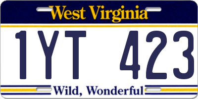 WV license plate 1YT423