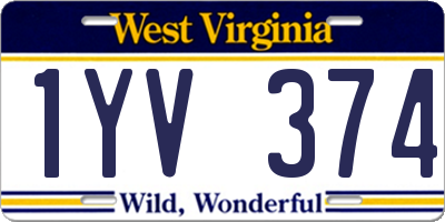 WV license plate 1YV374