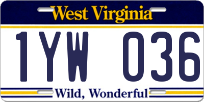 WV license plate 1YW036
