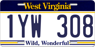 WV license plate 1YW308