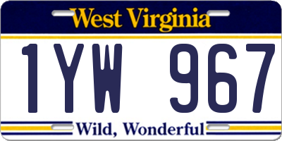 WV license plate 1YW967