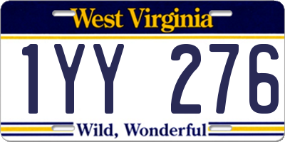 WV license plate 1YY276