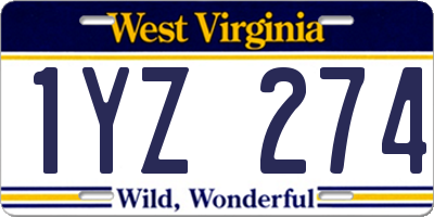 WV license plate 1YZ274
