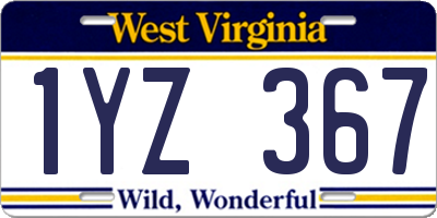 WV license plate 1YZ367