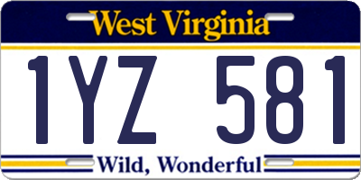 WV license plate 1YZ581
