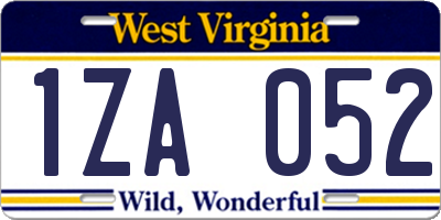 WV license plate 1ZA052
