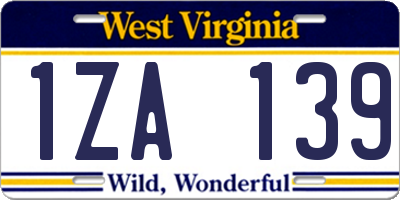 WV license plate 1ZA139