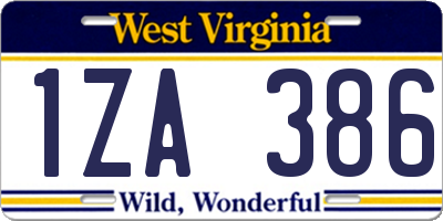 WV license plate 1ZA386