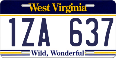 WV license plate 1ZA637