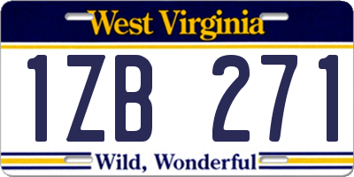 WV license plate 1ZB271