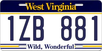 WV license plate 1ZB881
