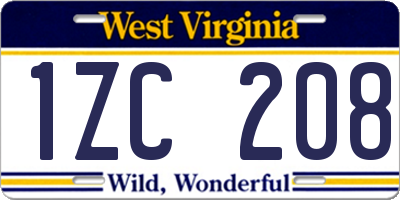 WV license plate 1ZC208