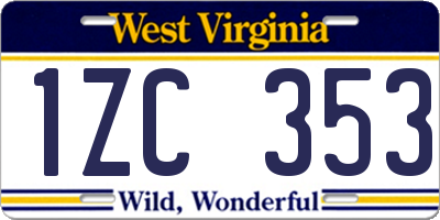WV license plate 1ZC353