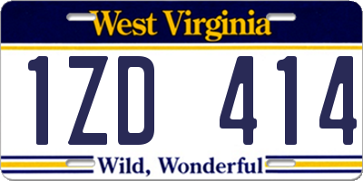 WV license plate 1ZD414