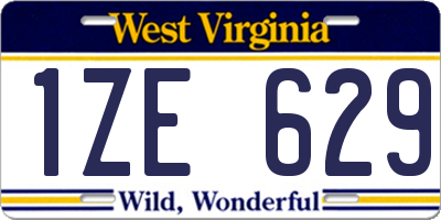 WV license plate 1ZE629