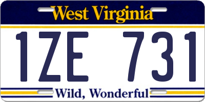 WV license plate 1ZE731
