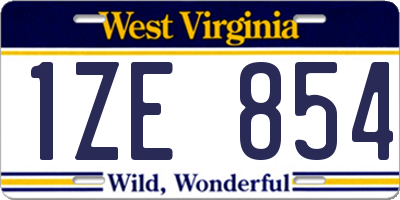 WV license plate 1ZE854