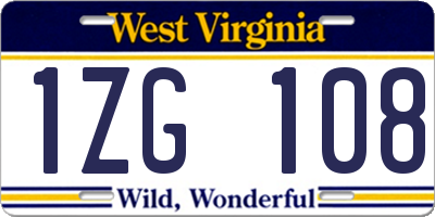 WV license plate 1ZG108
