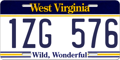 WV license plate 1ZG576