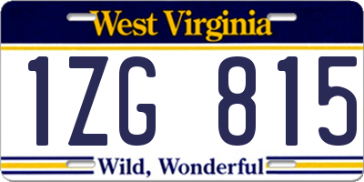 WV license plate 1ZG815