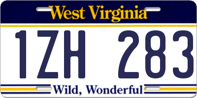 WV license plate 1ZH283