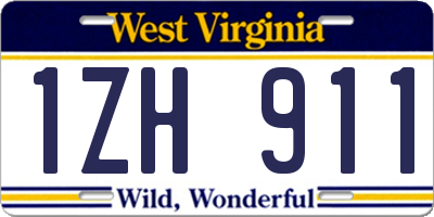 WV license plate 1ZH911