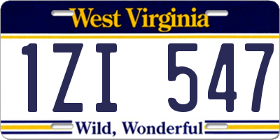 WV license plate 1ZI547