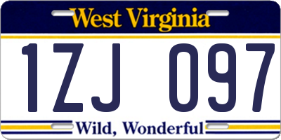 WV license plate 1ZJ097