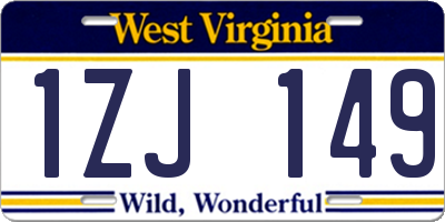WV license plate 1ZJ149