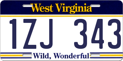 WV license plate 1ZJ343