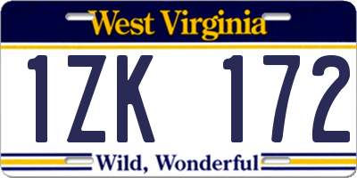 WV license plate 1ZK172