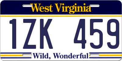 WV license plate 1ZK459