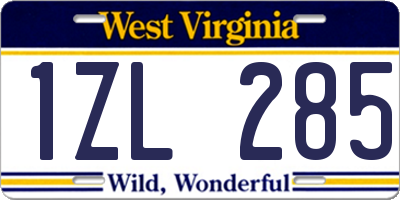 WV license plate 1ZL285