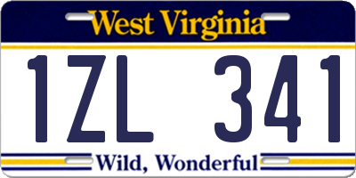 WV license plate 1ZL341