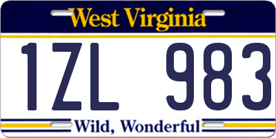 WV license plate 1ZL983