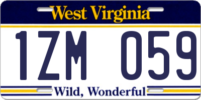 WV license plate 1ZM059