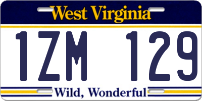 WV license plate 1ZM129