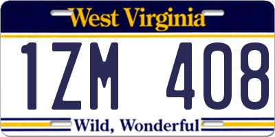 WV license plate 1ZM408