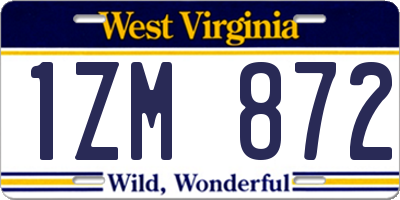 WV license plate 1ZM872
