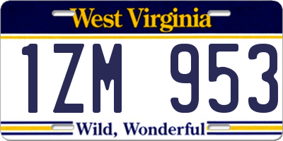 WV license plate 1ZM953